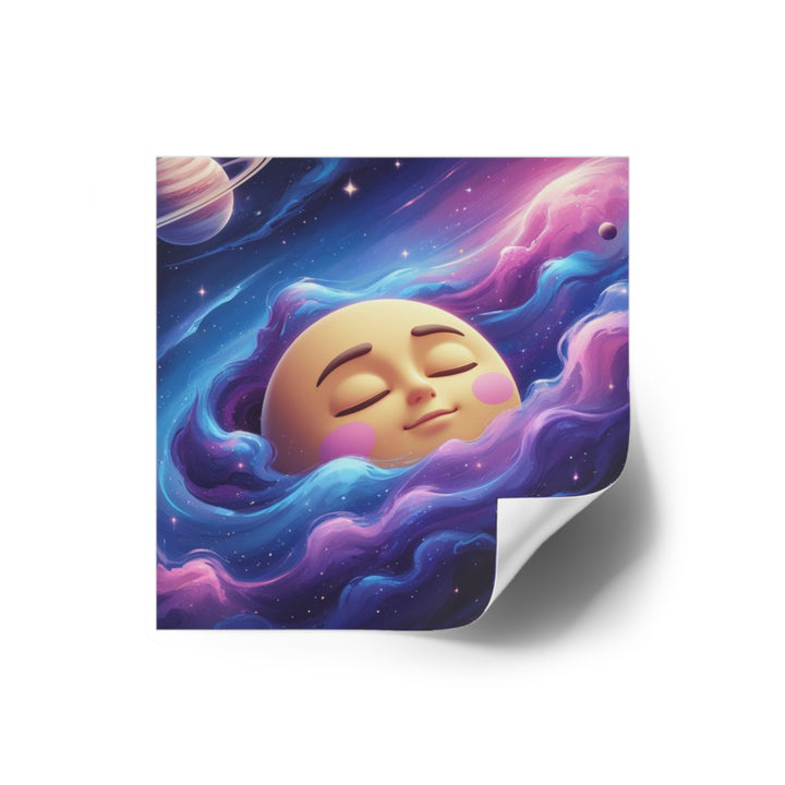 Dreamy Galaxy Moon Laminate Square Sticker – Waterproof, Scratch-Resistant