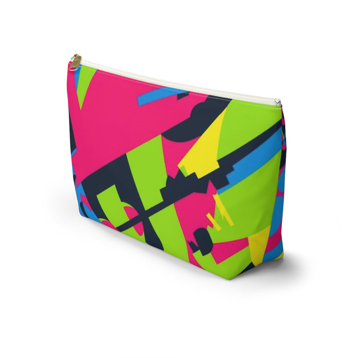 Chic Neon Geometric T-Bottom Accessory Pouch – Bold Modern Organizer