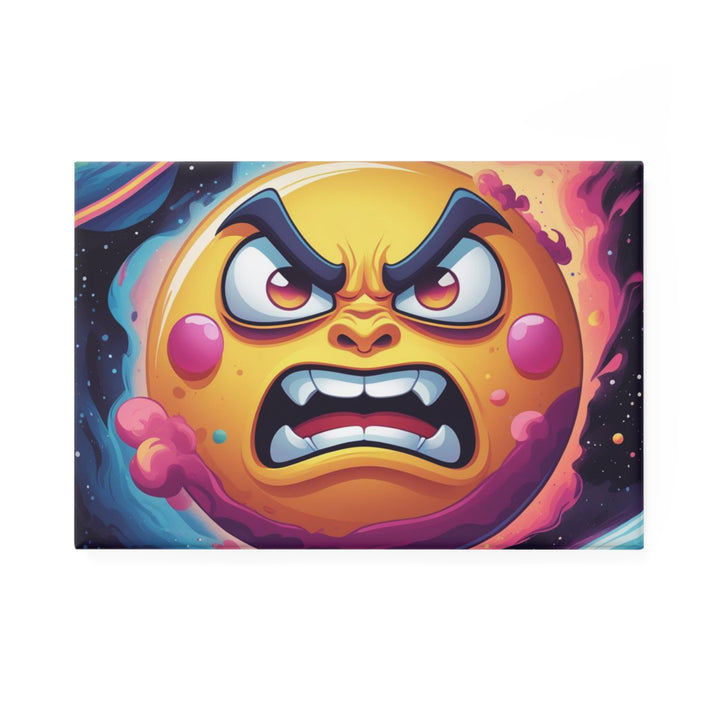 Angry Sun Cartoon Rectangle Button Magnet | Fun Space Design | 1/10 Pack
