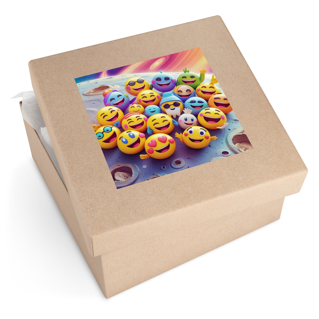 Vibrant Cosmic Emoji Laminate Square Sticker – Durable, Joyful & Trendy