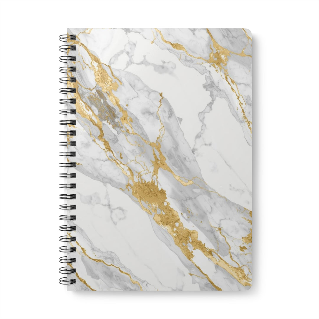 Wirobound A5 Marble Gold Notebook – Luxe Softcover, 150 Pages, Chic Notes