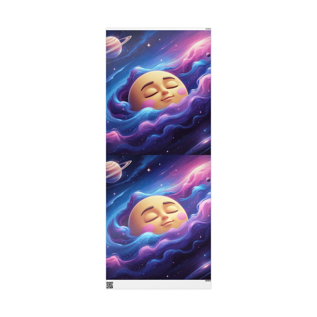 Custom Galaxy Wrapping Paper – Cute Smiling Moon, Premium Eco Gift Wrap