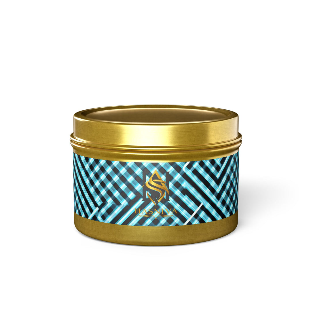 Modern Geometric Tin Candle – Handcrafted, Custom Scented, Art-Inspired