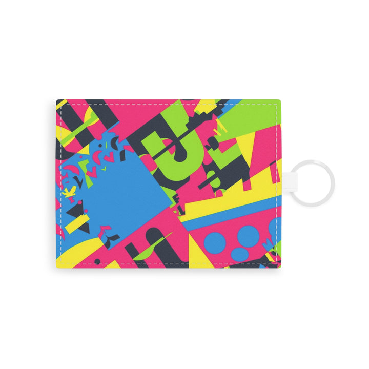 Personalized Saffiano Leather Card Holder – Bold Neon Abstract, Custom Gift
