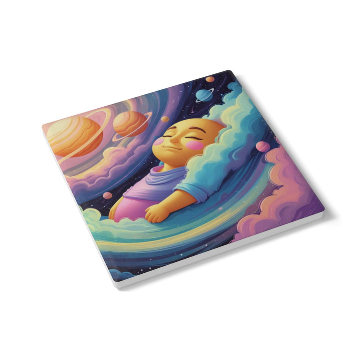 Galaxy Baby Dream Ceramic Coaster – Cute Pastel Space Nursery Decor