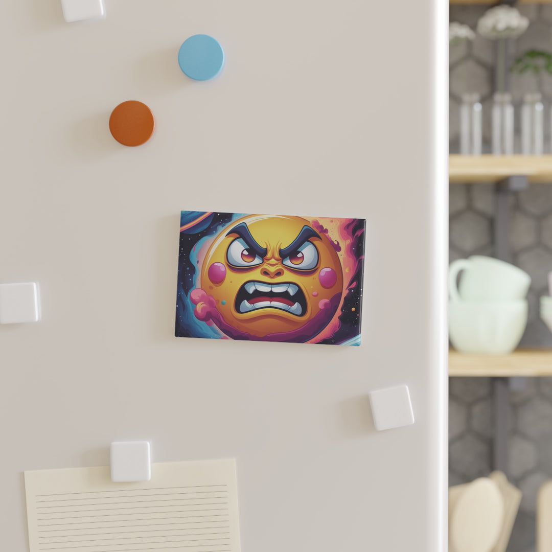 Angry Sun Cartoon Rectangle Button Magnet | Fun Space Design | 1/10 Pack