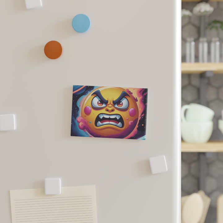 Angry Sun Cartoon Rectangle Button Magnet | Fun Space Design | 1/10 Pack