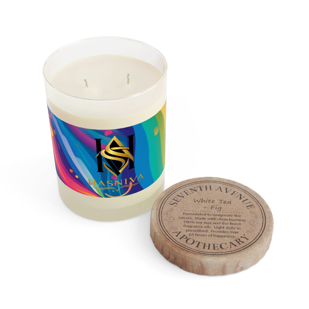 Artful Rainbow Waves 11oz Scented Soy Candle – Vibrant Modern Luxe Decor