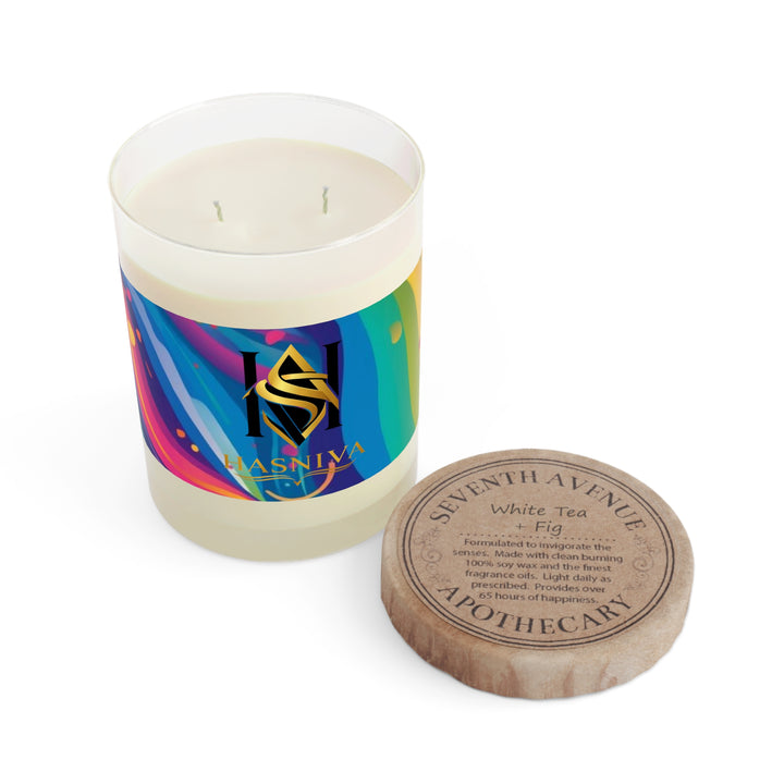 Artful Rainbow Waves 11oz Scented Soy Candle – Vibrant Modern Luxe Decor