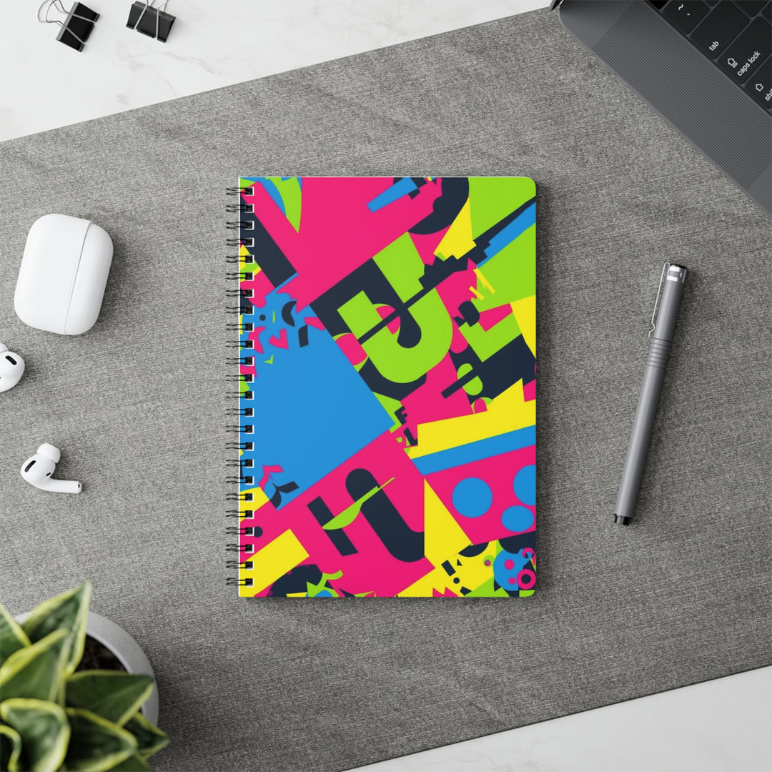 Wirobound A5 Softcover Notebook – Neon Geometric Urban Street Style