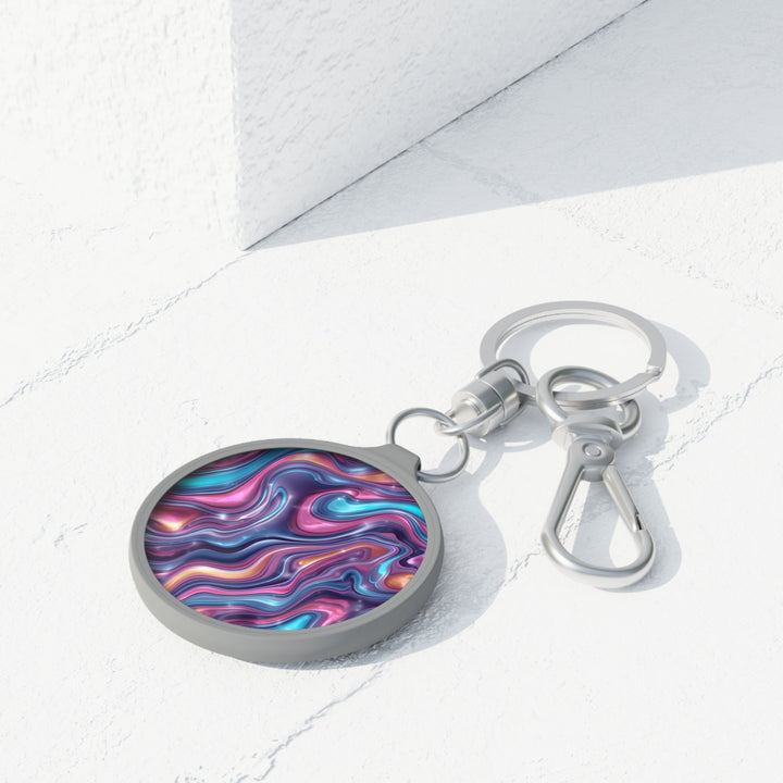 Custom Acrylic Keyring Tag – Iridescent Swirl, Stylish & Durable Accessory