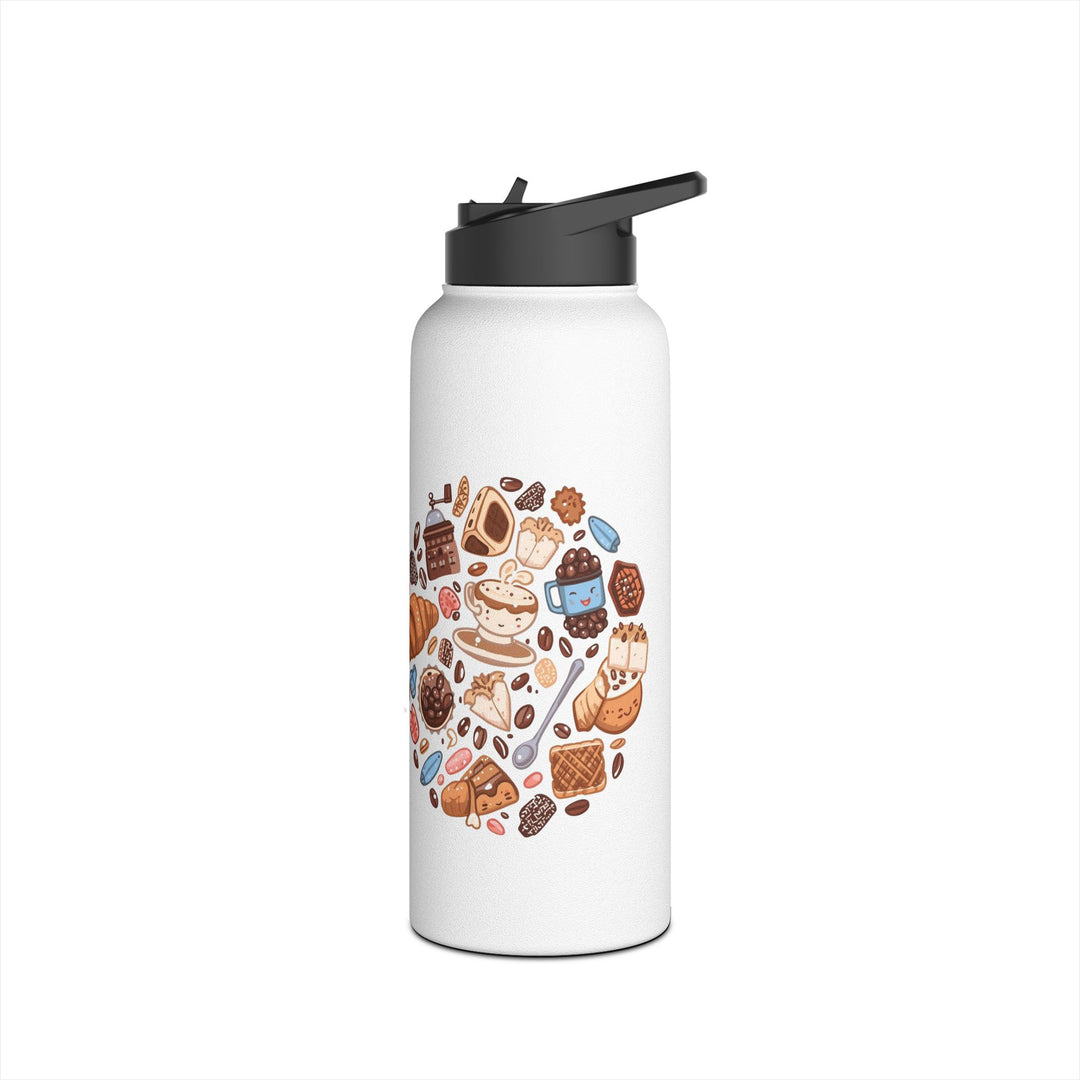 Stainless Steel Water Bottle – Coffee & Dessert Cartoon Café Edition, Insulated