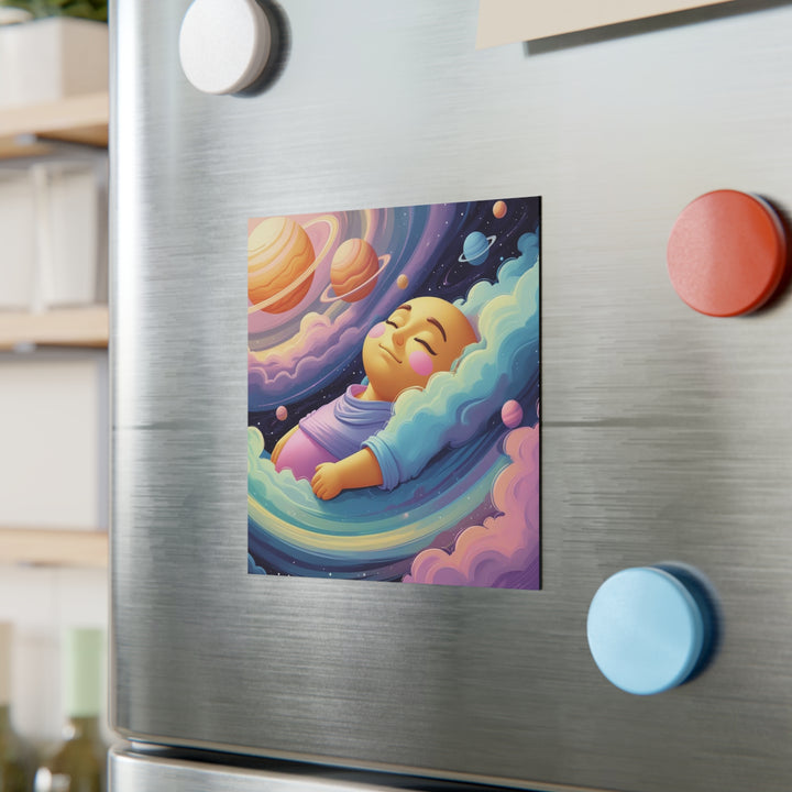 Personalized Square Magnet – Cosmic Baby Clouds Design, Custom Photo Gift