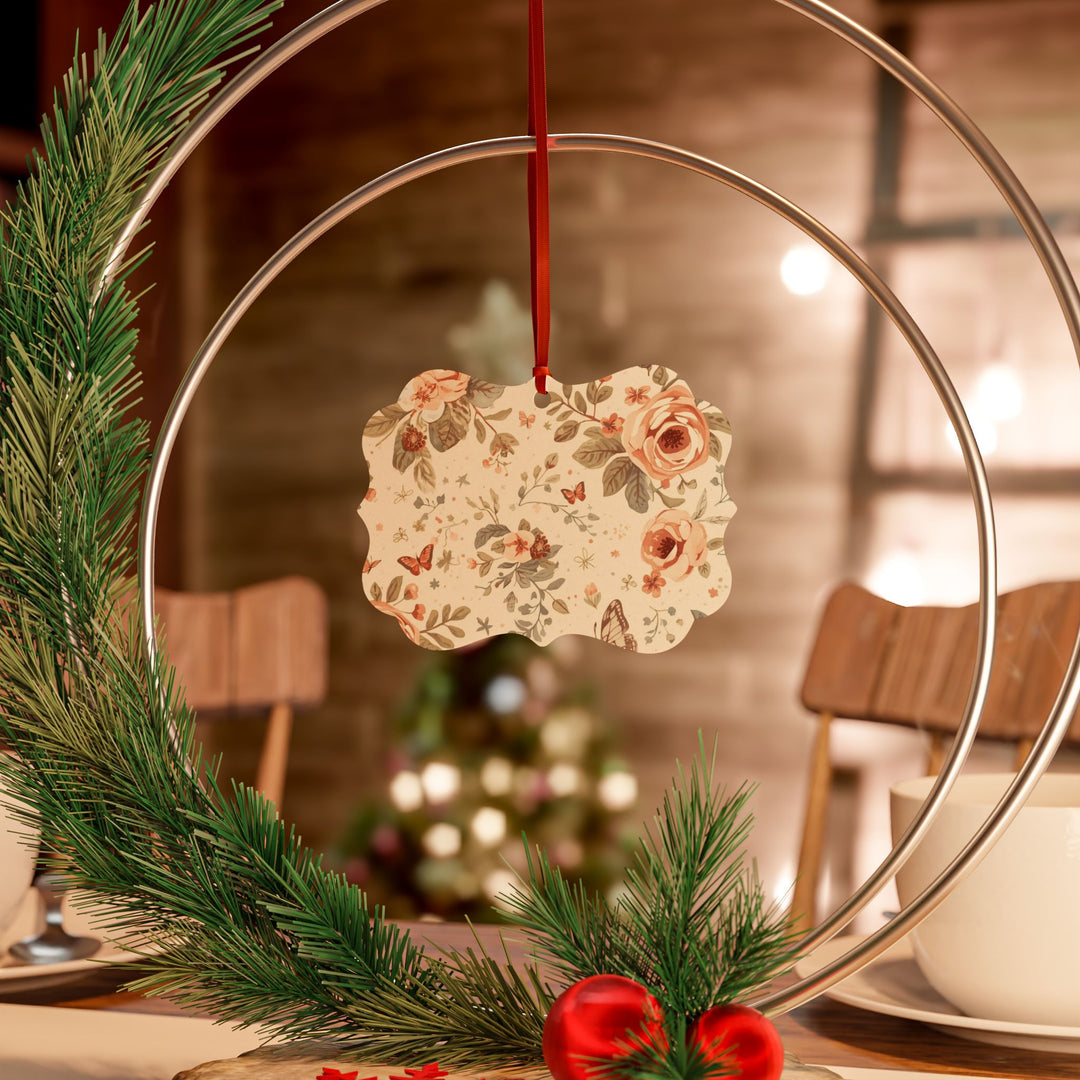 Elegant Personalized Aluminum Ornaments – Vintage Floral, Set of 1–20