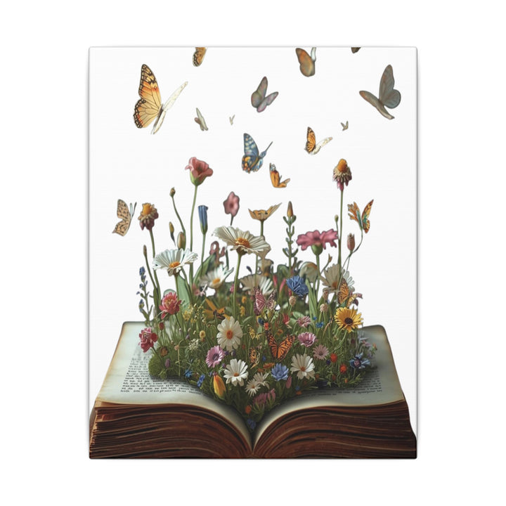 Magical Pop-Up Book Matte Canvas – Whimsical Wildflowers & Butterflies Art