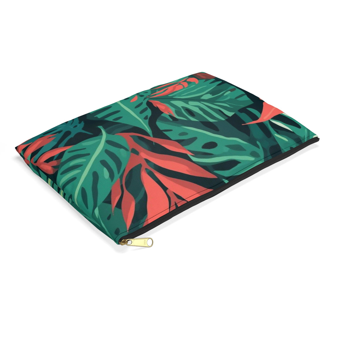 Chic Tropical Leaf Accessory Pouch – Trendy Jungle Print Organizer Bag