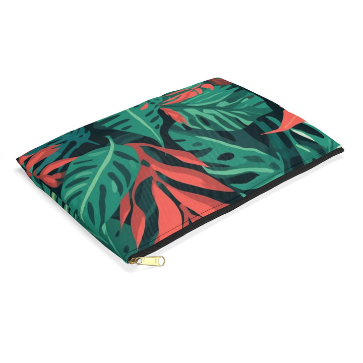 Chic Tropical Leaf Accessory Pouch – Trendy Jungle Print Organizer Bag