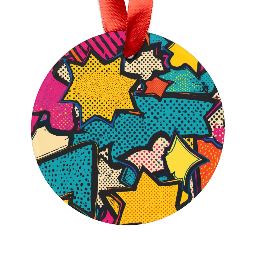 Personalized Pop Art Acrylic Ornament with Ribbon – Vibrant Comic Book Style