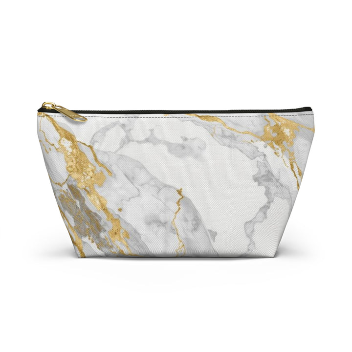 Chic Marble Gold T-Bottom Accessory Pouch – Stylish Organizer for Travel & Makeup