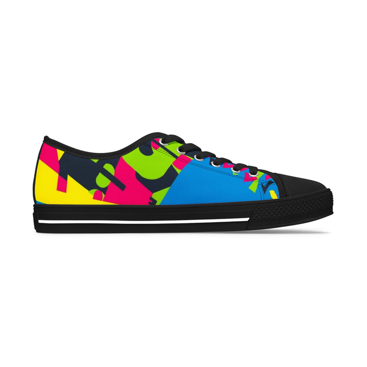 Women's Low Top Sneakers – Neon Geometric Abstract, Custom, Memory Foam Comfort
