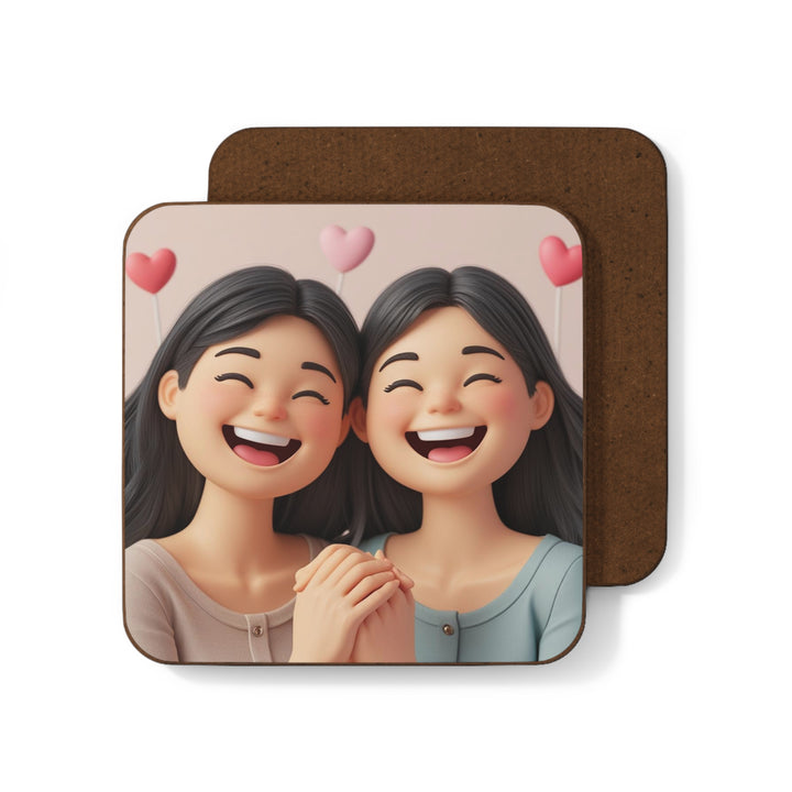 Joyful Friends 3D Cartoon Hardboard Coaster – Durable, Cute & Giftable