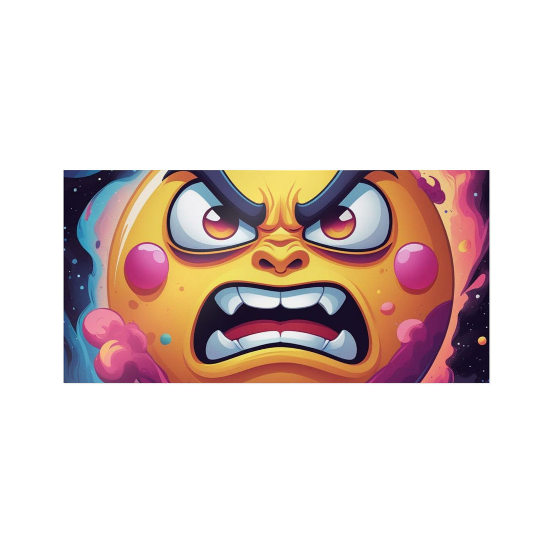 Angry Sun Space Die-Cut DTF Sticker – Vibrant Custom Cartoon Cosmic Flair
