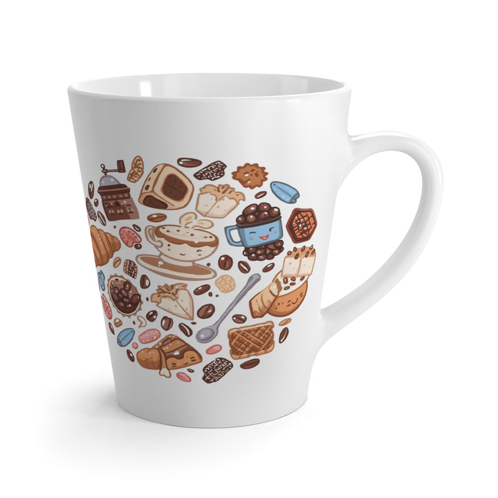 Custom Latte Mug – Cute Café Cartoon Design, 12oz, Dishwasher Safe Gift
