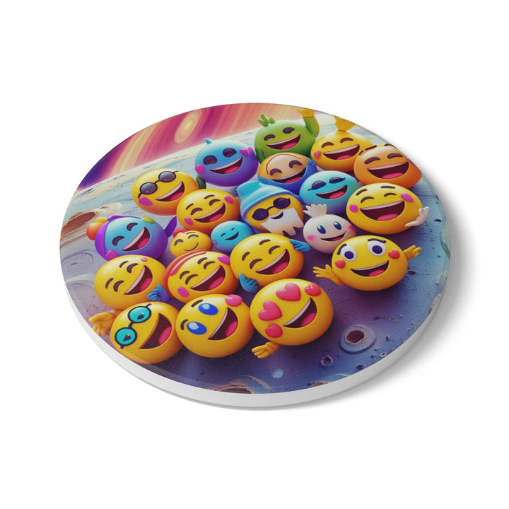 Emoji Galaxy Ceramic Coaster – Fun Cartoon Art, Non-Slip, Table Protection