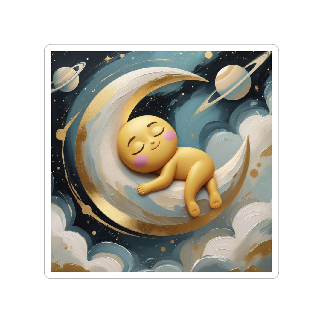 Celestial Baby Moon Transparent Outdoor Sticker – Dreamy Die-Cut Vinyl Decal