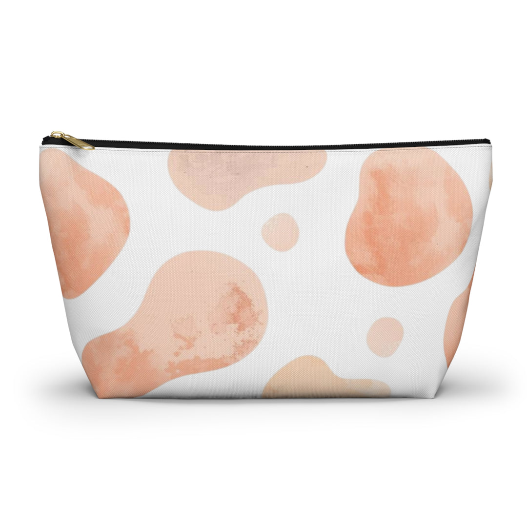 Chic T-Bottom Accessory Pouch – Blush & Peach Abstract Watercolor Design