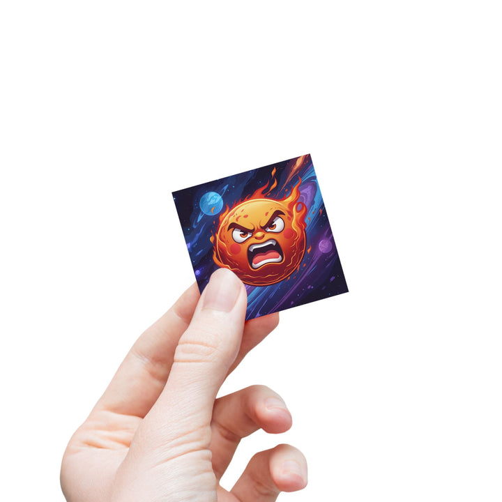 Fiery Cosmic Square Sticker Label Rolls – Durable Custom Sun Design Stickers