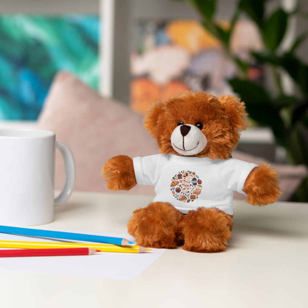 Custom Stuffed Animal w/ Coffee & Dessert Tee – Cute Plush Gift 8”