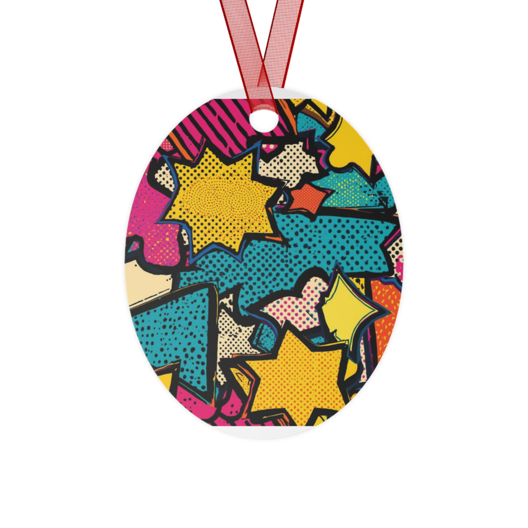 Pop Art Comic Metal Ornament – Custom, Glossy, Chic Holiday Decor Gift
