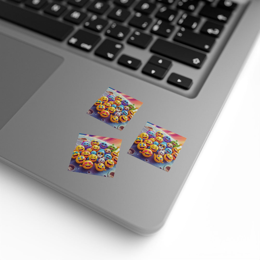 Fun Emoji Cosmic Square Sticker Label Rolls – Durable, Custom, Trendy Labels