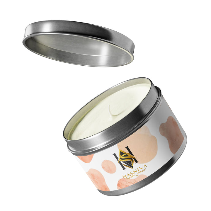 Handcrafted Tin Candle – Blush Peach Watercolor, Chic & Eco-Friendly Gift