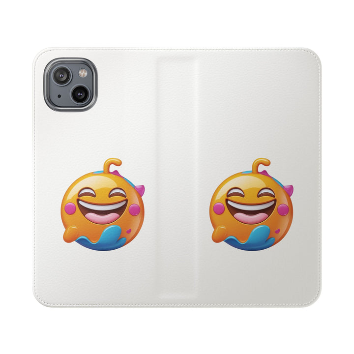 Emoji Joy Premium Flip Case – Fun Vegan Leather Wallet Stand Cover