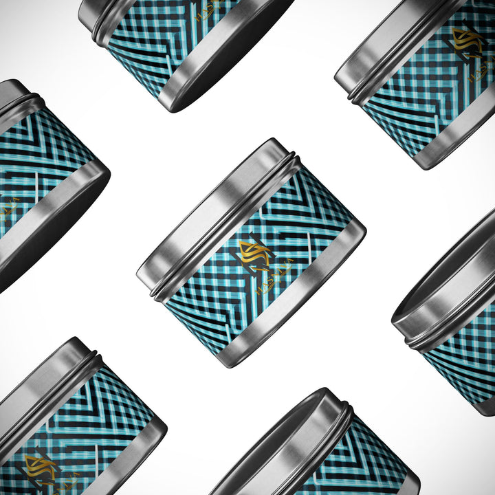 Modern Geometric Tin Candle – Handcrafted, Custom Scented, Art-Inspired