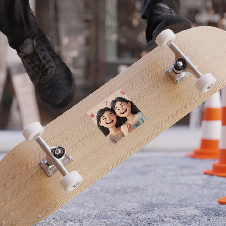 3D Cartoon Friendship Girls Transparent Square Outdoor Sticker – Weatherproof