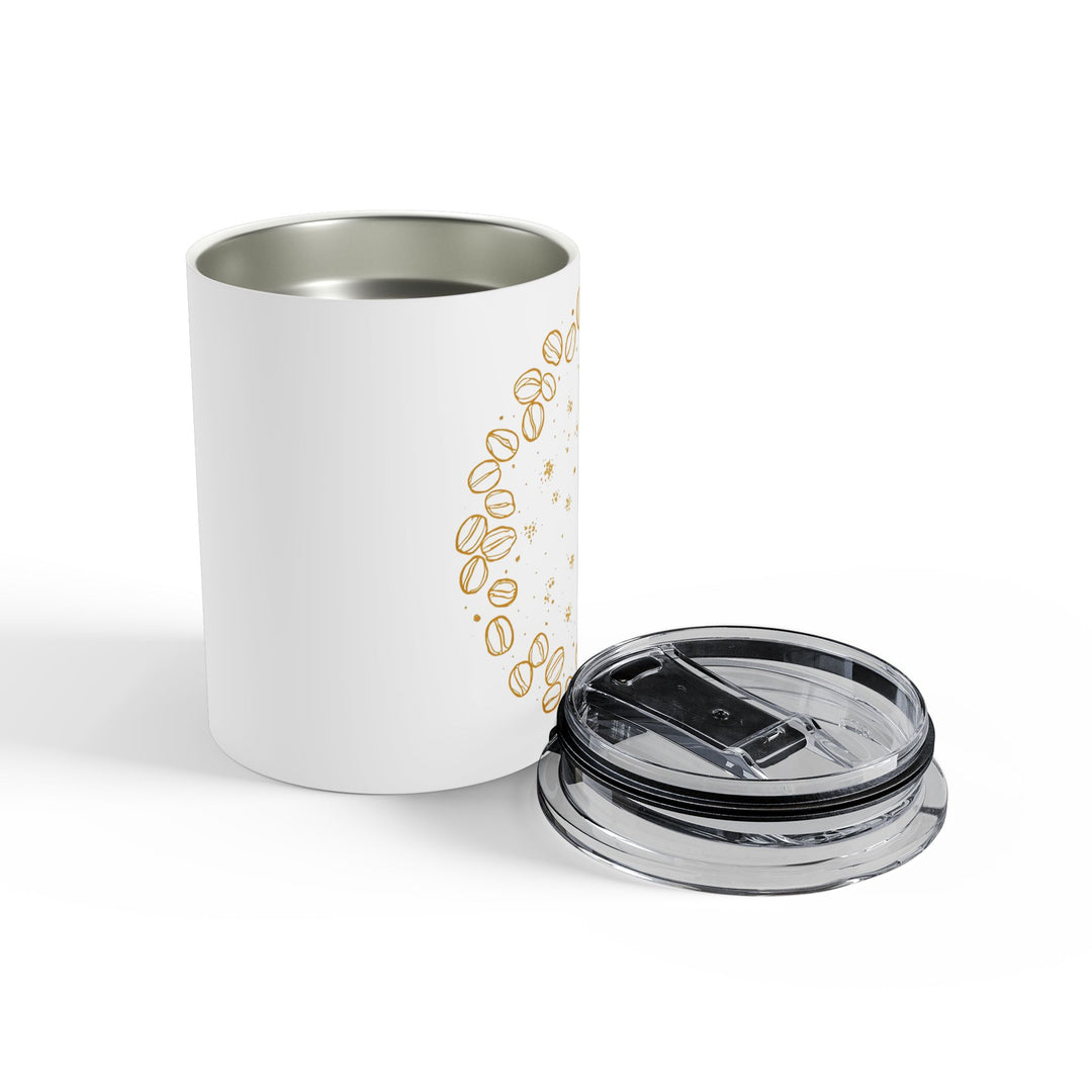 10oz Insulated Coffee Tumbler – Hand-Drawn Beans, Modern Café Chic