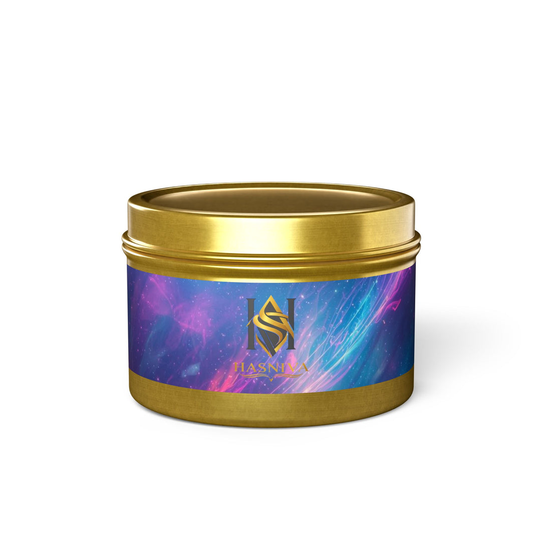 Cosmic Neon Hand-Poured Tin Candle – Custom Scents, Artisan & Travel-Friendly