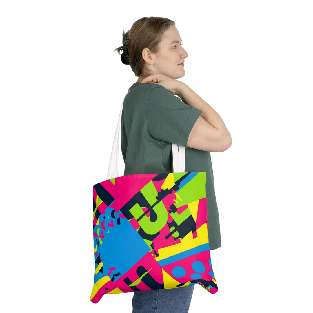 Vibrant Abstract Geometric Shoulder Tote Bag – Trendy All-Over Print Canvas