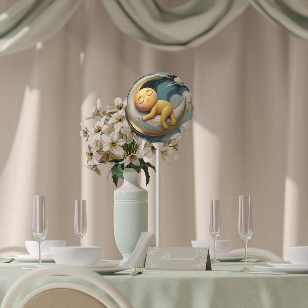 Custom Celestial 6” Balloons – Round & Heart | Baby Moon & Stars Party Decor