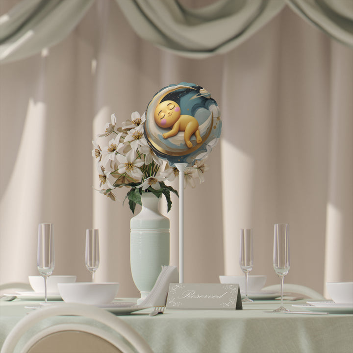 Custom Celestial 6” Balloons – Round & Heart | Baby Moon & Stars Party Decor