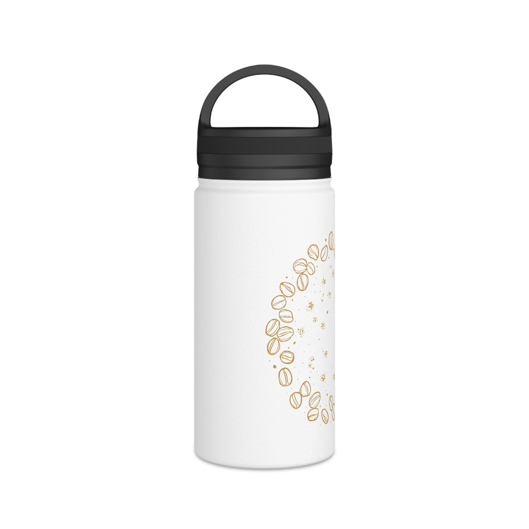 Trendy Coffee-Inspired Stainless Steel Water Bottle w/ Handle Lid – Leakproof, Double-Wall, Artistic Design
