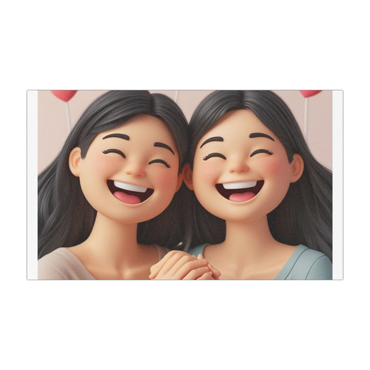 Custom Car Magnet – Cute 3D Cartoon Smiling Girls, Friendship & Joy
