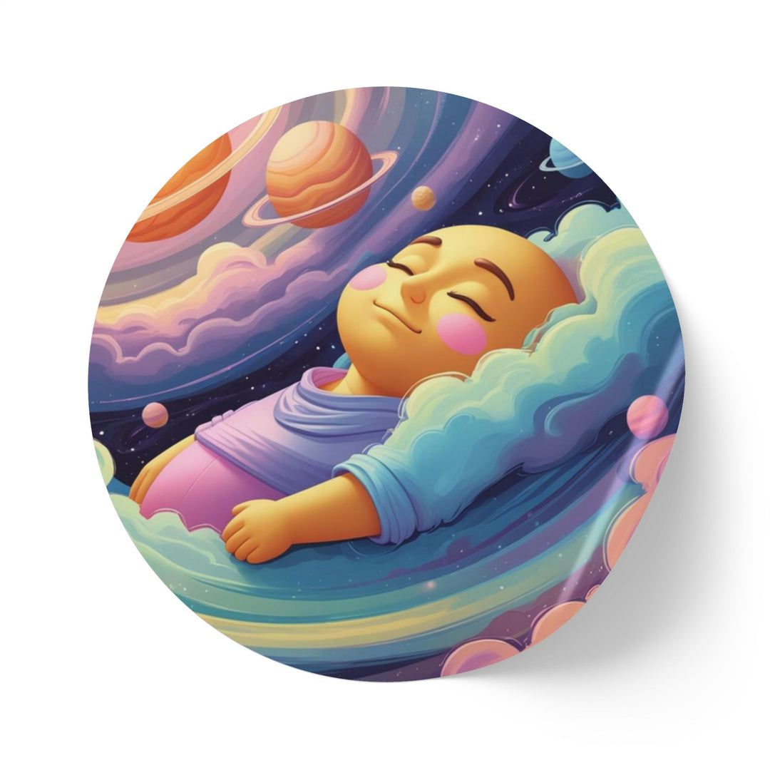 Cosmic Dream Round Sticker Rolls – Durable, Glossy, Pastel Galaxy Labels