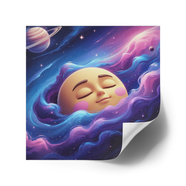 Dreamy Galaxy Moon Laminate Square Sticker – Waterproof, Scratch-Resistant