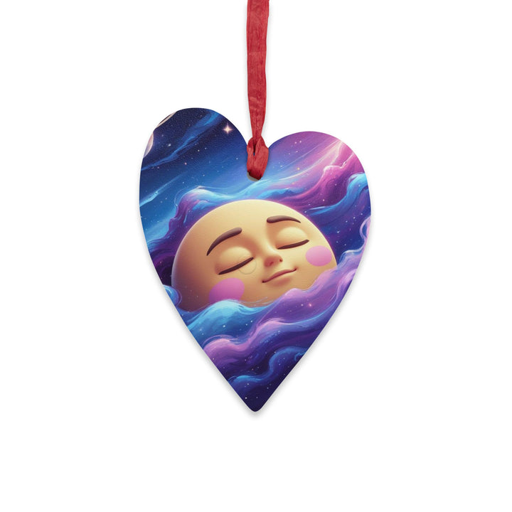 Handcrafted Wooden Ornament – Whimsical Galaxy Moon, Magnetic & Gift-Ready