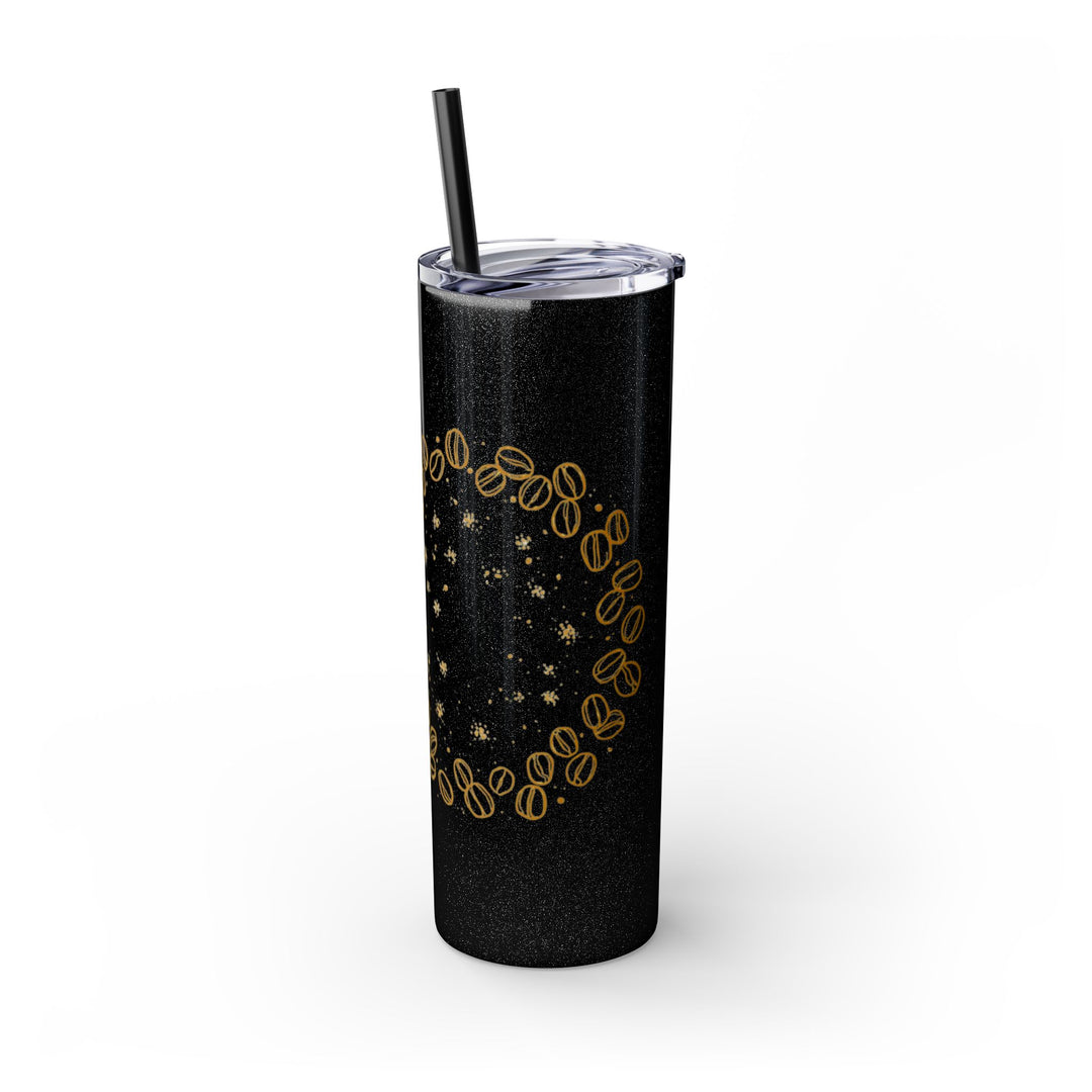 Coffee Lover’s 20oz Skinny Tumbler – Chic Hand-Drawn Beans & Straw