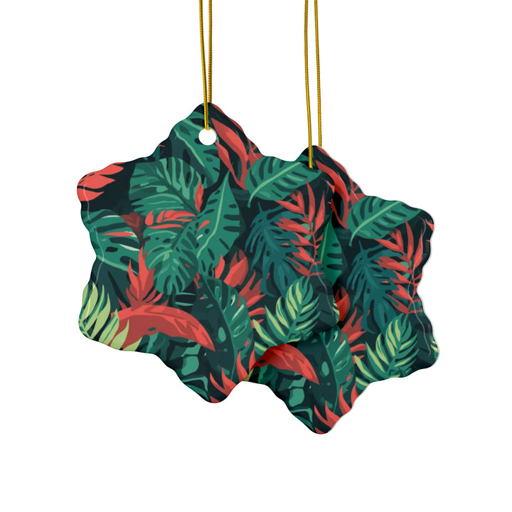 Custom Double-Sided Ceramic Ornaments – Tropical Leaf | 1/3/5/10 Pack